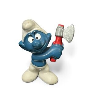 Vintage Smurfs Woodcutter Axe Smurf Figure 20087 Peyo Bully W Germany